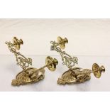 Pair of Early 20th century Art Nouveau Brass Double Branch Wall Scones