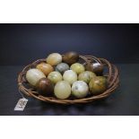 Basket of Stone, Alabaster & Wooden Eggs