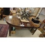 19th century Mahogany D-End Dining Table with one additional leaf raised on square tapering legs (