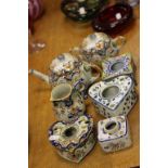 Collection of Faience Tin-Glazed Pottery including Teapot, Milk Jug and Sugar Bowl and Four