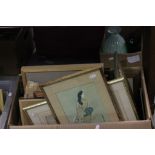 A large selection of pictures and studio frames to include oriental items, watercolours,
