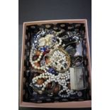 Box of Costume Jewellery & Watches