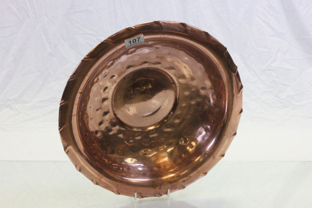 Large French Copper Bowl with Crimped Rim