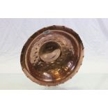 Large French Copper Bowl with Crimped Rim