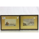 Pair of framed & glazed Watercolours to include a Lifeboat ship rescue