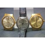 Two vintage Imado tuning fork watches, plus a Bulova Accutron wrist watch