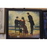 After Jack Vettriano - an oil painting of beach diners with butler