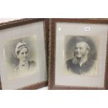 Pair of Victorian framed & glazed photographs of a man & woman dated 1899