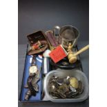 Boxed of Mixed Collectables including Silver Plate, Boxing Tankard dated 1903, Gents Watch, etc