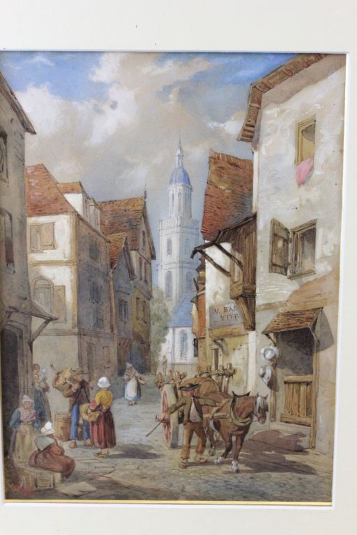 Framed & glazed Watercolour of a village scene, signed J F Draper 1869 - Image 2 of 3