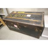 Large Vintage Wooden Bound Cabin Trunk