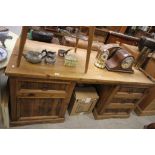 Large Hardwood Twin Pedestal Desk