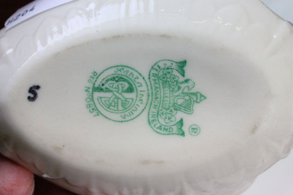 Two Belleek green mark swans (large and small) Circa1970 - Image 3 of 4