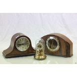 Two 1930's Walnut Cased Mantle Clock and Domed Top Anniversary Clock