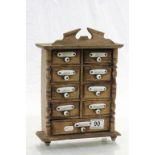 Vintage wooden set of Spice drawers with Ceramic plaques & knobs