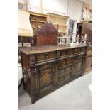 Titchmarsh & Godwin Style Large Carved Oak Jacobean Style Sideboard with a Brights of Nettlebed