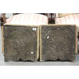 Two vintage carved wooden Religious panels possibly from a Coffer
