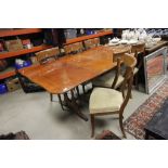Regency Style Mahogany Dining Table with additional leaf together with set of Six Regency Style
