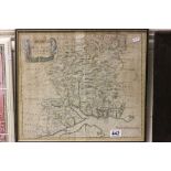 Hogarth framed Robert Morden antique map of Hampshire