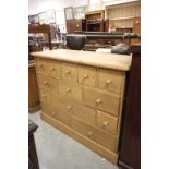 Contemporary Pine Multi-Drawer Cabinet with Thirteen Drawers