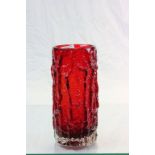 Large Red Whitefriars Bark effect vase