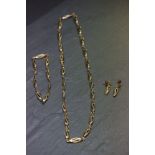 9ct Gold Necklace, Bracelet and Earrings Set, approx. 50 grams