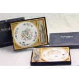 Two boxed Aynsley Cake/Cheese plates with knife & server