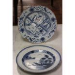 Two 18th century tin glazed Delfts plates.