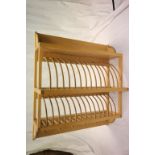 Large Mark Wilkinson contemporary beech wood double layer plate rack