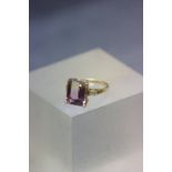 A 14ct yellow gold amertrine and diamond ring of impressive size