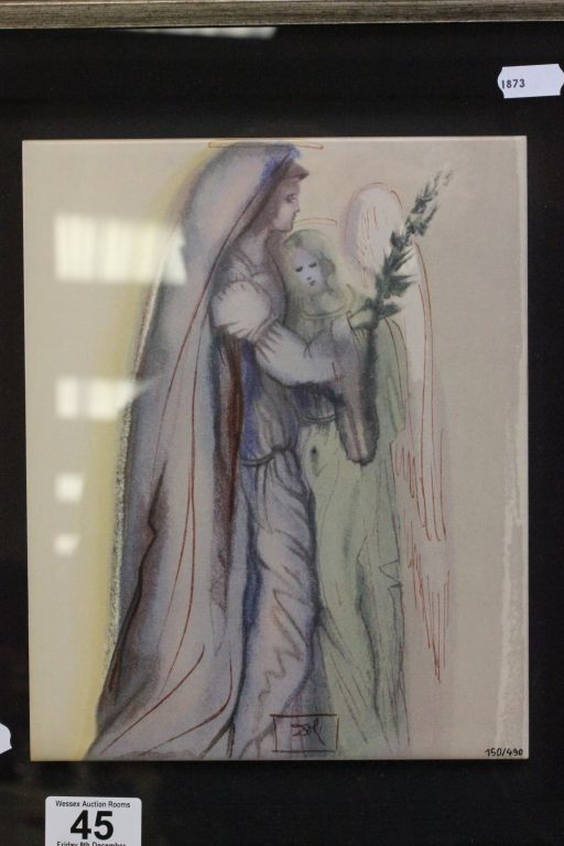 Framed & glazed Limited Edition printed tile Salvador Dali "Preparation for the Final Prayer/ Heav - Image 2 of 4