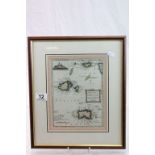 Framed & glazed 18th Century Map of Guernsey, Jersey, Alderney & Sark
