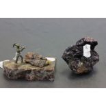 Blue John rock crystal piece & another in a Diorama scene