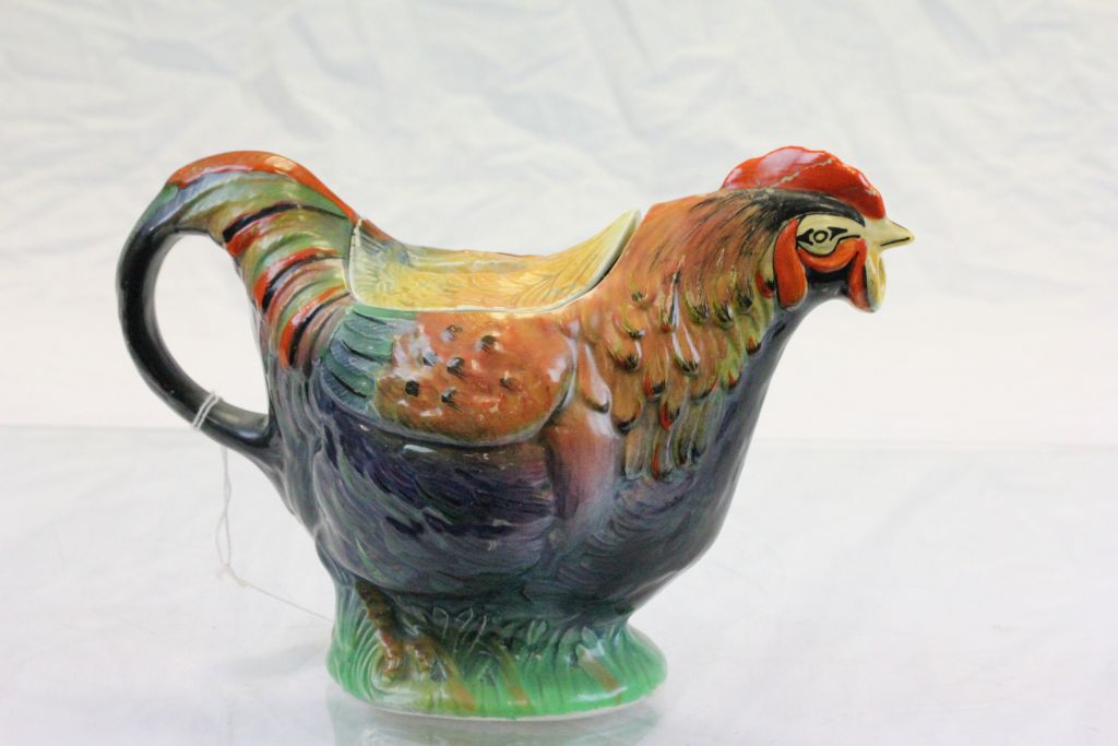Pottery Chicken teapot with hand painted decoration and marked to base "Rooster made in England"