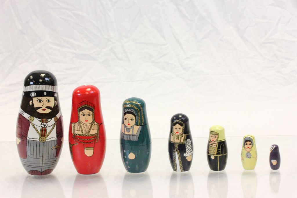 Set of Seven Hand painted Stacking Russian Dolls