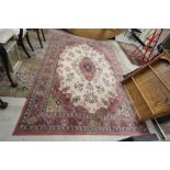 Large Pink Floral Ground Rug