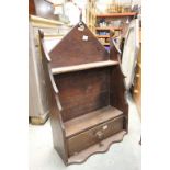 Victorian Pine and Elm Hanging Shelf and Drawer