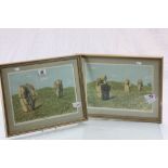 Pair of framed & glazed Limited Edition prints of Avebury, signed by the Artist