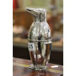 Silver plated penguin cocktail shaker
