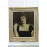 Walter Ernest Webster framed oil on canvas portrait of a lady signed W E Webster.