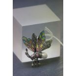 Silver plique a jour butterfly brooch
