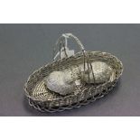 Silver Plate Partridge Salt and Pepper in a Basket