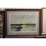 Petr Scott limited edition print of ducks in flight.