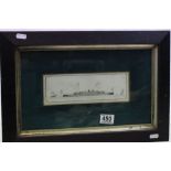 Framed and glazed 19th Century watercolour of HMS Howe launch 1885