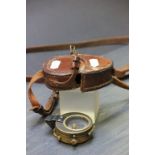 WW1 Marching compass dated 1915 in 1918 dated leather case with strap