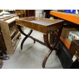 Mahogany Side Table with single drawer and x-frame legs (lacking top)