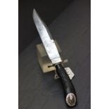 Victorian Horn handled Bowie knife with engraved blade by Wilkinson & Son Sheffield