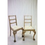 Pair of Georgian Style Chairs with Ladder Backs and front ball and claw feet