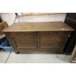 18th century Oak Coffer converted to a Cupboard, the front panel made into two doors opening to