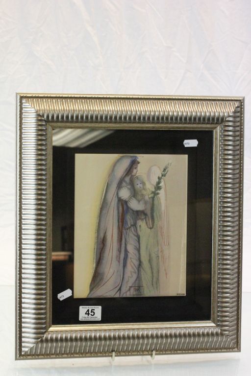 Framed & glazed Limited Edition printed tile Salvador Dali "Preparation for the Final Prayer/ Heav